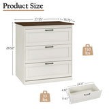 Vikiullf Small Dressers, Wooden 3 Drawer Dresser for Bedroom, Farmhouse Chest of Drawers, Storage Drawers for Bedroom, Living Room, Hallway, EntrywayRust Oak White Vikiullf