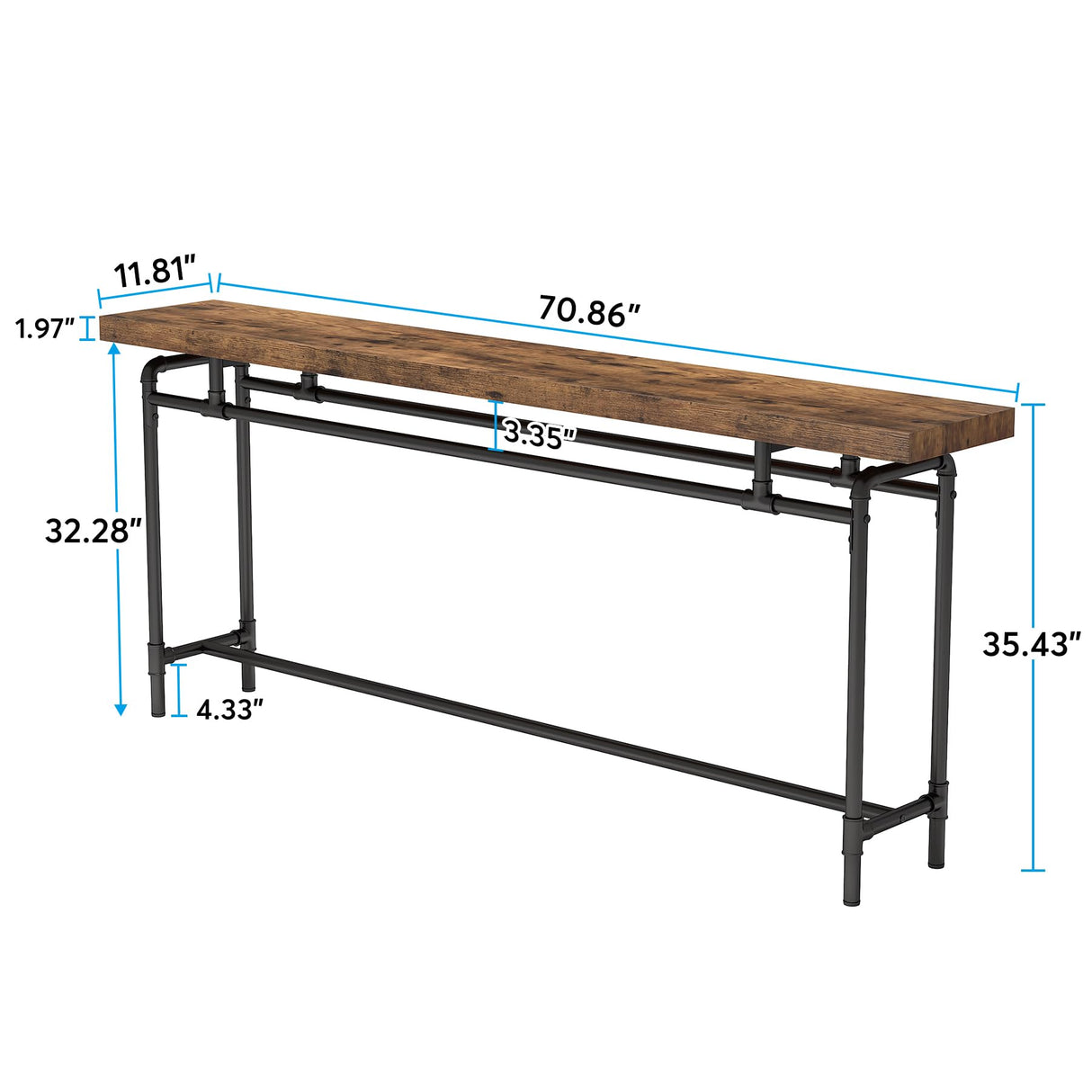 Tribesigns Console Table, 70.9 Inches Extra Long Sofa Table for Living Room, Industrial Narrow Console Sofa Tables Behind Couch, Entryway Hallway Foyer Table for Entrance, Rustic Brown Tribesigns