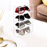 Tasybox Sunglasses Organizer, Acrylic Eyeglass Case Clear Eyeglass Holder Eyewear Display Case with 4 Drawers for Women and Men Tasybox