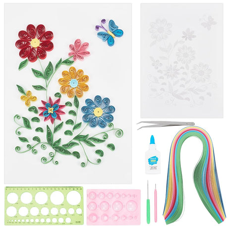 WEBEEDY Quilling Kit Flowers Paper Quilling Kit for Adults Beginner DIY Craft Quilling Paper Strips Filigree Painting Kit with Quilling Tools Handmade Home Room Wall Art Decor Creative Gift WEBEEDY