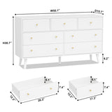 HOUROM White Dresser for Bedroom, Dresser with 7 Drawers, Wood Dressers & Chests of Drawers, Modern Double Dresser with Wide Drawer and Metal Handles HOUROM