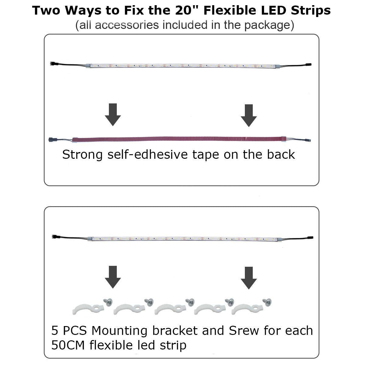 Litever Under Cabinet Lighting Kit, 6 PCS 20 Inches Flexible LED Strips, 24W, 1800 Lumen, Warm White 2700K. Suitable for Kitchen Counters Book Shelf Closet Showcase Workshop-(6-Strip-2700K) - WoodArtSupply