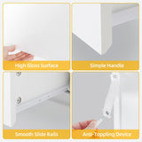 DWVO 8 Drawer Dresser with LED, White Dresser, Modern 8 Chest of Drawers with Deep Drawers Glass Top High Gloss Surface, Storage Organizer Cabinet for Living Room DWVO