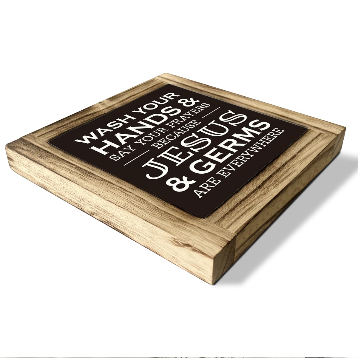 Christian Bathroom Sign - Wash Hands & Prayers, Rustic Wooden Tabletop Art, Farmhouse Washroom Decor JXZOLQ