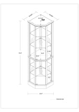 Royard Oaktree 70" Lighted Corner Curio Cabinet with Glass Doors, Wooden Display Cabinet with Adjustable Tempered Glass Shelves and Mirror Back, Retro Storage Cabinet with Curved Design, Dark Walnut Royard Oaktree