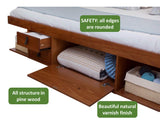 Bali Storage Platform Bed with Drawers - Queen Size in Caramel Brown Wood memomad