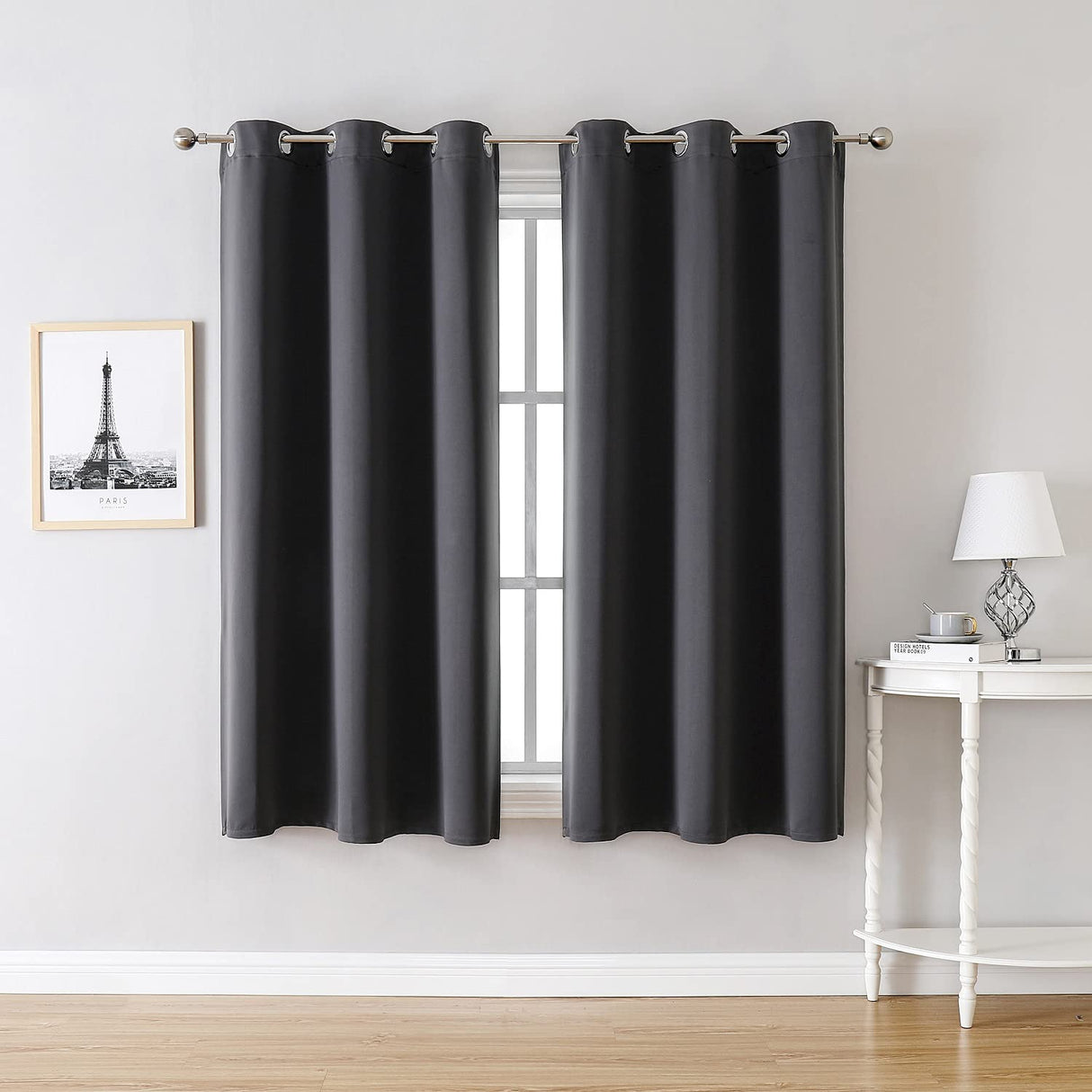ChrisDowa Grommet Blackout Curtains for Bedroom and Living Room - 2 Panels Set Thermal Insulated Room Darkening Curtains (Dark Grey, 42 x 63 Inch) ChrisDowa