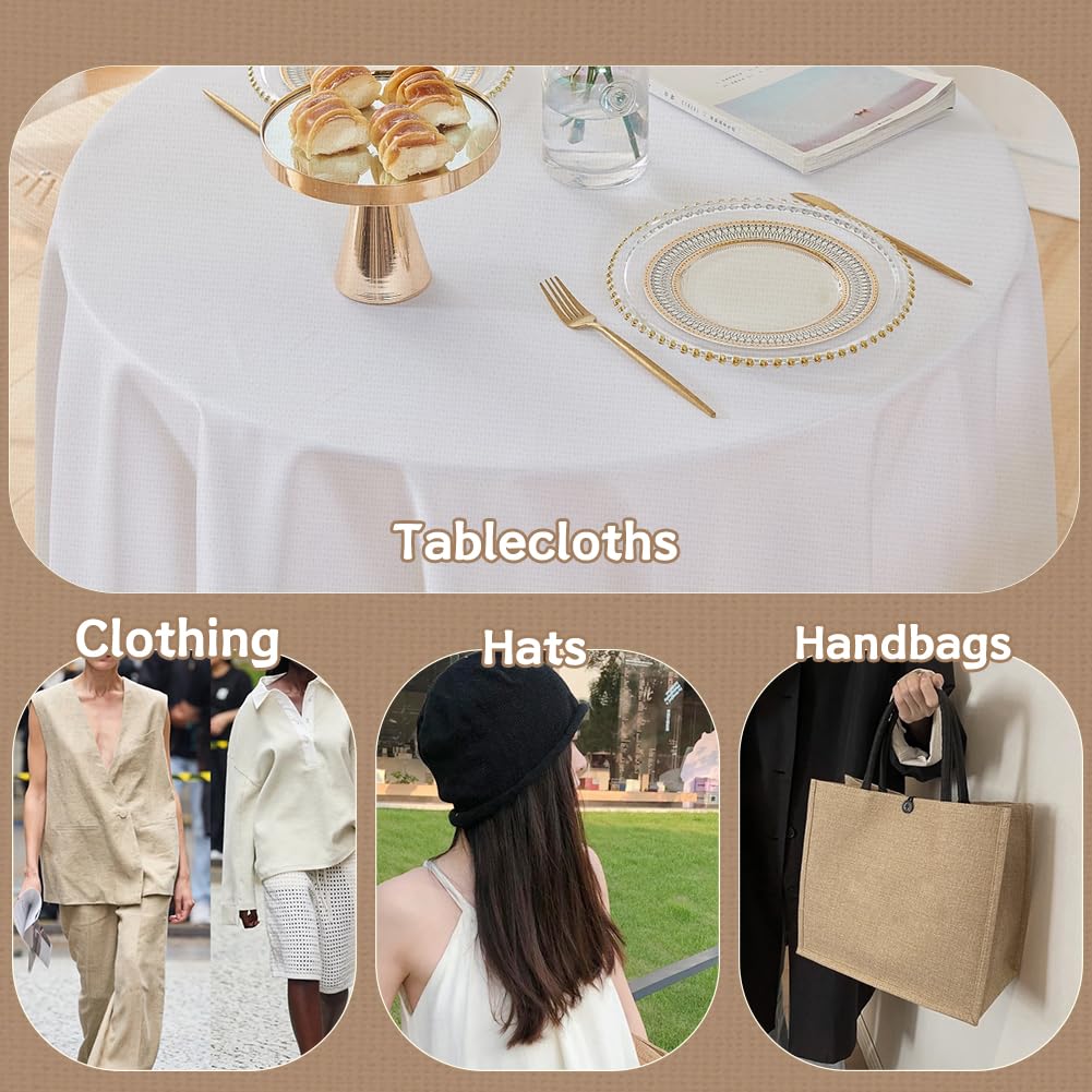 ZXIIXZ White Linen Needlework Fabric, (59In x 19In) Large Size Linen Fabric Cloth Linen Fabric for Making Garment Craft Upholstery Flower Pot Decoration ZXIIXZ