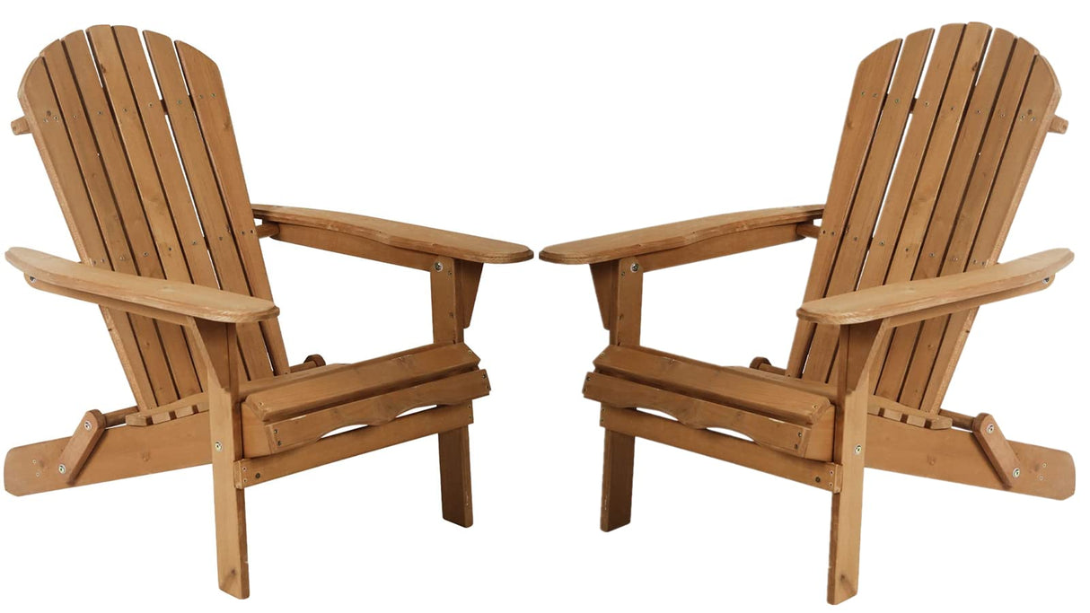 BSTOPHKL Adirondack Chair, Set of 2 Patio Chairs Folding Wooden Outdoor Chairs All-Weather Fire Pit Chairs Seating Polywood Outdoor Furniture Chairs for Lounge Porch Deck Garden Campfire - Natural BSTOPHKL
