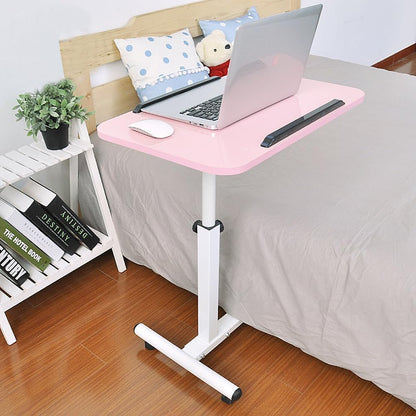 YXQ Mobile Laptop Table Small Standing Desk Angle & Height Adjustable Rolling Laptop Desk Cart Over Bed Table for Home Office, Pink