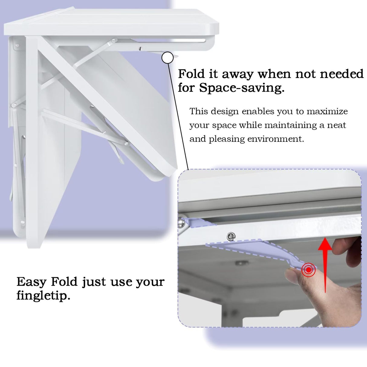 TEAMIX Wall Mounted Desk, White Folding Desk for Small Spaces Floating Shelf Organizer with Heavy-Duty Brackets for Home Office TEAMIX