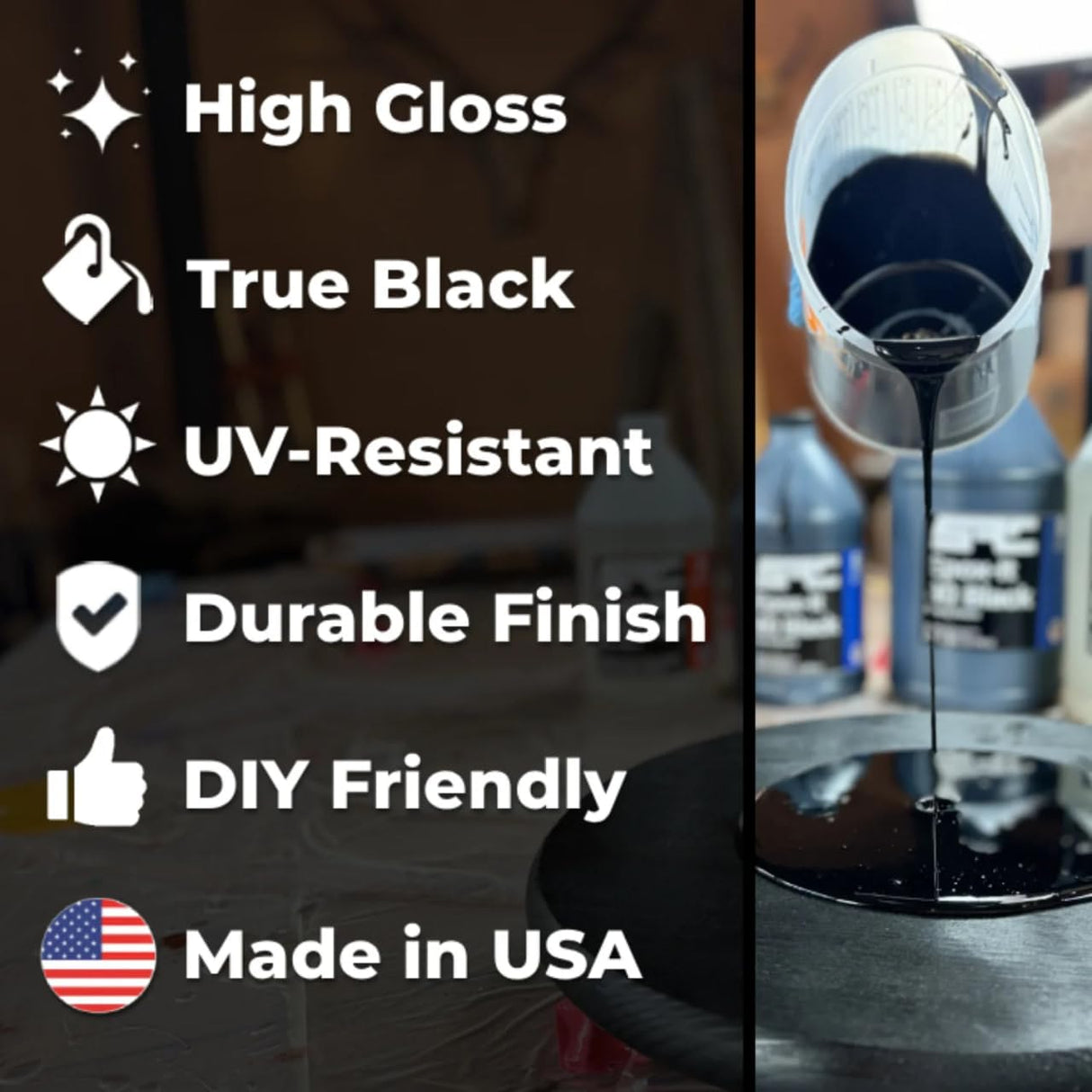 Black Epoxy Resin (32 Ounce), High-Gloss Pure Black Resin Epoxy | No Black Epoxy Dye, Black Resin Pigment, or Black Mica Powder Needed |for DIY Bubble-Free Epoxy Tabletops, Resin Art, Jewelry Making SPRESIN