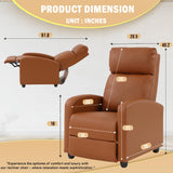 PayLessHere Recliner Chair Single Reclining Sofa Home Theater Seating with Lumbar Support and PU Leather Padded Backrest for Living Room and Bedroom (Tan) PayLessHere