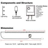 WATERGLIDE 1000 LED Christmas String Lights, 328 FT Green Wire LED Decorative Fairy Lights with Remote & 8 Modes, Waterproof for Outdoor Xmas Holiday Party Garden Wedding Home Decor, Warm White WATERGLIDE
