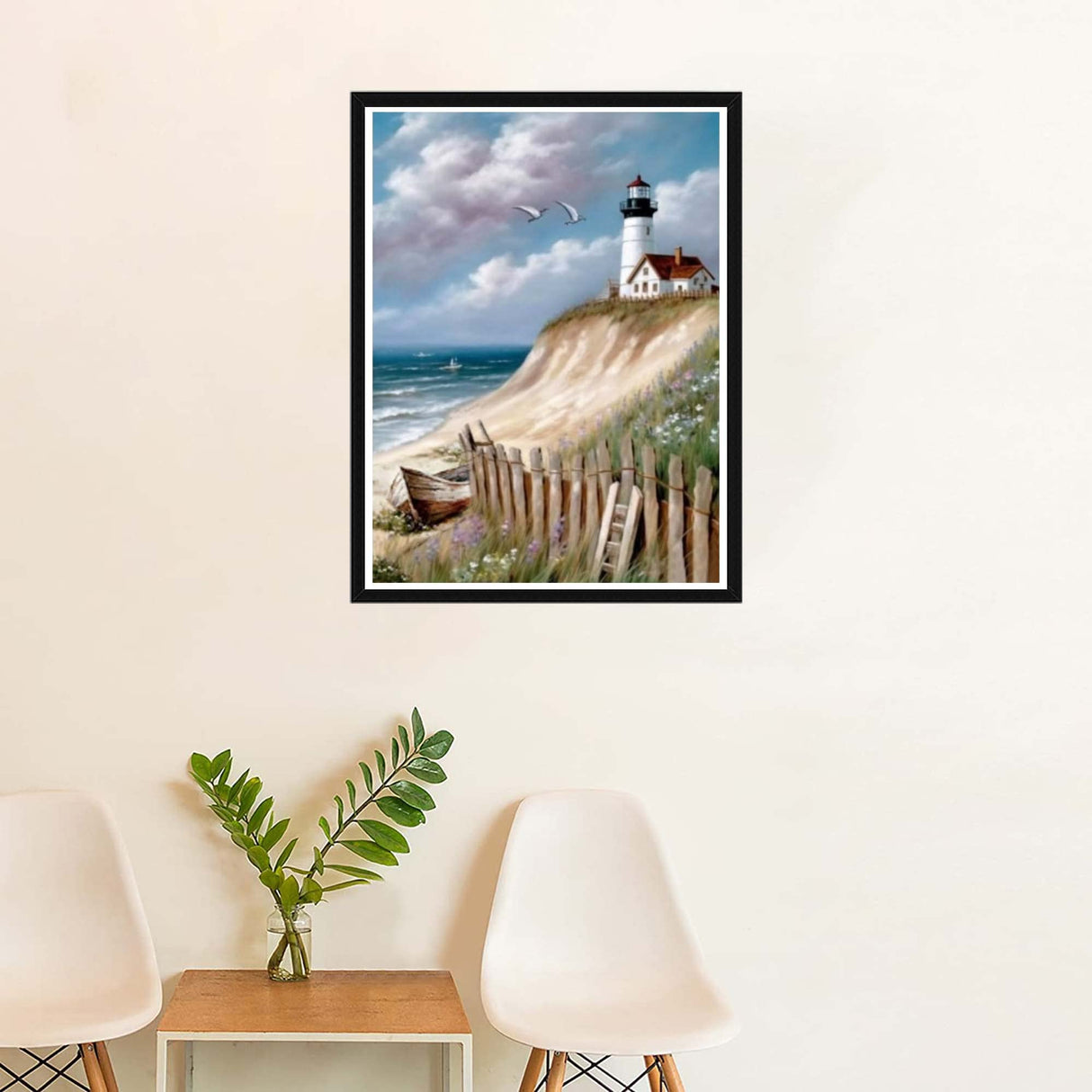 SKRYUIE 5D Lighthouse Diamond Painting Kits - DIY Diamond Art Kits for Adults Landscape, Full Round Drill - Crystal Cross Stitch - Adults Craft for Wall & Office Decor - 12x16inch SKRYUIE