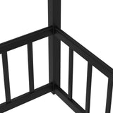 Full Size Canopy Floor Bed with 4 Posters and Guardrails, Full Size Montessori Floor Bed with High Fence, Anti Bump Design, Easy Assemble Montessori Beds, Heavy Duty Canopy Beds Black Bellemave