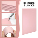5 Pack 4x6 Pale Pink Rubber Stamp Carving Blocks Linoleum Block with Linoleum Cutter and Rubber Brayer Roller for Stamp Maker Printmaking Supplies Lyzskco