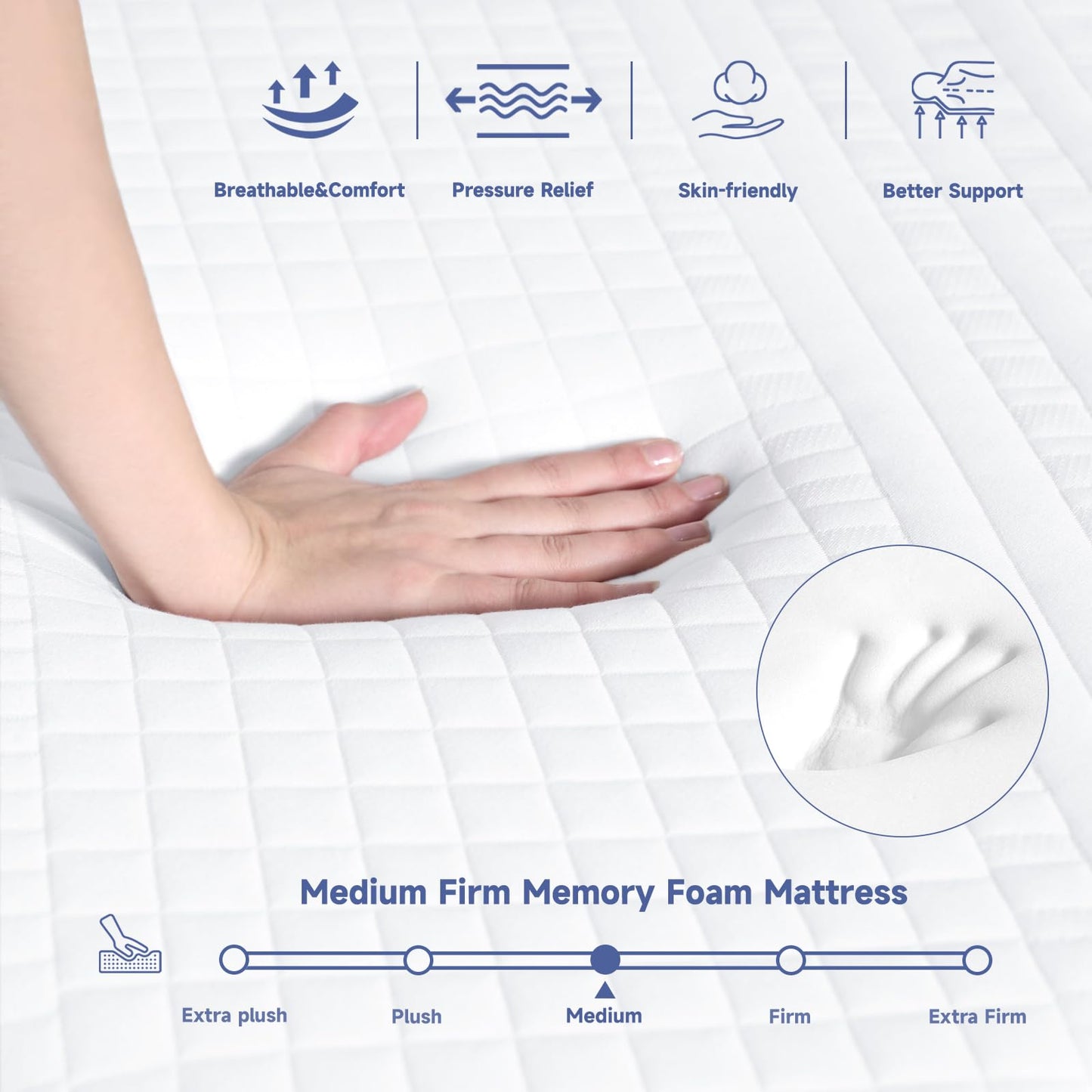 HEMERA King Mattress, 14 Inch Green Tea Cooling Gel Memory Foam Mattress King, Bed Mattress in a Box CertiPUR-US Certified, Supportive & Fiberglass Free, Washable Cover, Medium Firm, 80"*76"