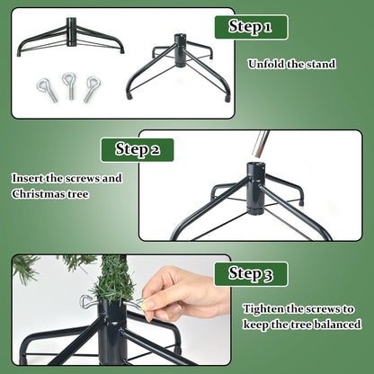 Finphoon Metal Christmas Tree Stand, Foldable Xmas Tree Base for 4-8 Ft Artificial Trees, 15.7 Inch Replacement Christmas Tree Stand Bracket Fits 0.5-1.57 Inch Poles,Dark Green