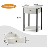 Ecoprsio Nightstand Set of 2 Modern End Table Side Table with Drawer and Storage Shelf Wood Night Stand Greige Bedside Table for Bedroom, Living Room, Sofa Couch, Hall, Easy Assembly, Greige Ecoprsio