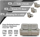 Genuine Leather Recliner Couch Set, Power Reclining Sofa Set 3 Pieces Top Grain Leather Sofa with Built in USB Port for Living Room(Light Grey) (Sofa+Loveseat+Chair) Pon Living Furniture Inc