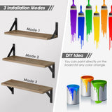 Forbena Set of 3 Floating Wooden Shelves with Black Metal Brackets - Versatile Wall Storage Solution Forbena