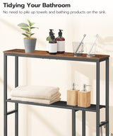 HOOBRO Over The Toilet Storage, 5-Tier Industrial Bathroom Organizer, Bathroom Space Saver with Toilet Paper Holder, Toilet Storage Rack, Small Spaces, Rustic Brown and Black BF84TS01 HOOBRO