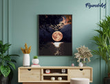 Figured'Art Paint by Numbers Kit for Adults Moon Reflection on The Lake 16"x20" - Craft Art Painting DIY Kit Rolled Canvas Without Frame Figured'Art