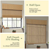 Kokorona Cordless Bamboo Roman Shades with Valance, Light Filtering Bamboo Blinds for Interior Windows, Natural Roll Up Bamboo Shades for Home, Office, Easy Installation, 34" W x 64" H, Natural Kokorona