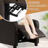 MKDLUFEI Recliner Chair, Adjustable PU Leather Single Sofa Chair, Recliners Chair with Upgraded Footrest for Adults, Small Recliner Chair for Small Spaces, Living Room, Bedroom, Brown MKDLUFEI