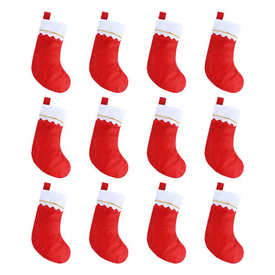 CCINEE 12pcs Red Felt Christmas Stockings 15" Party Favors Stockings for Xmas Decoration