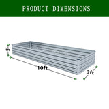 ZUNUDA Galvanized Raised Garden Bed,2 Pcs 10×3×1FT Metal Planting Box for Outdoor Vegetable, Fruit,Planter Gardening (Silver) ZUNUDA