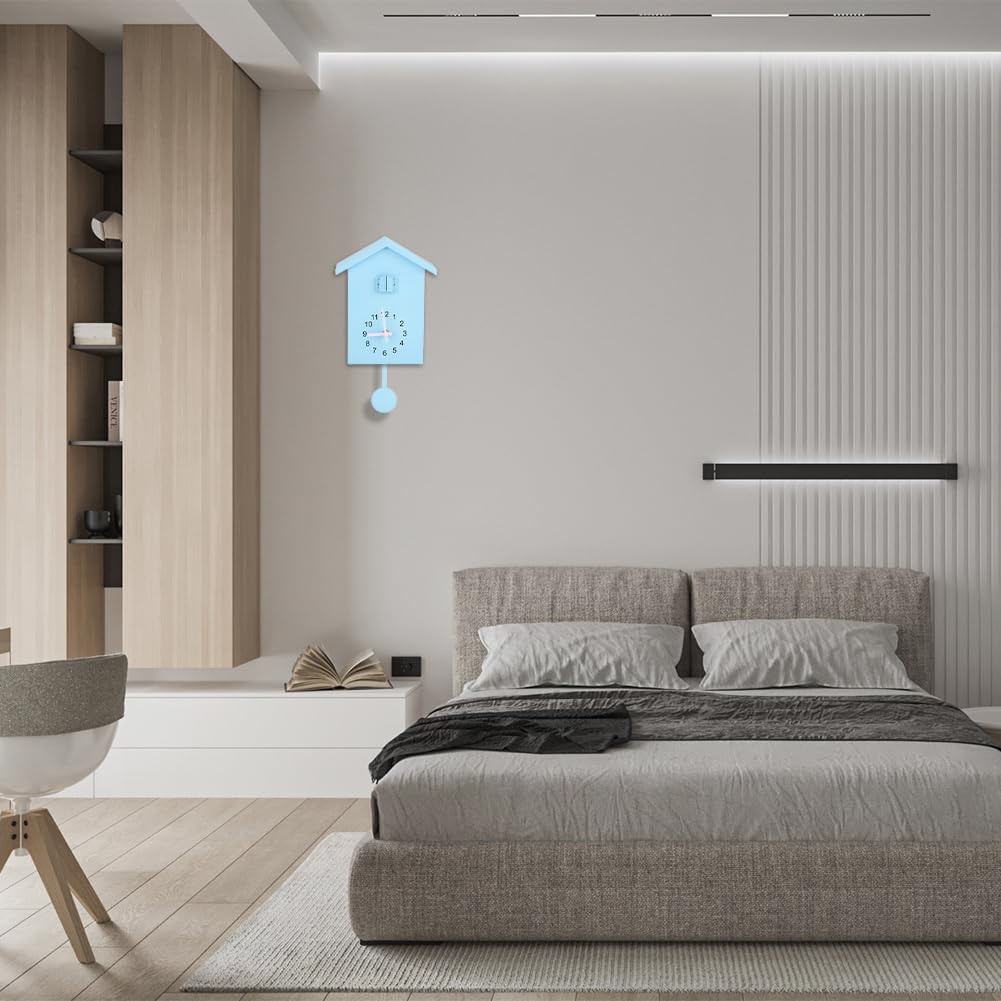 Coo Coo Clock, Bird Clock Sings on Hour Cuckoo Clock Modern Wall Clock with Sounds on Time Alarm Creative Pendulum Clock Hanging Gifts for Kids Grandfather Home Living Room Kitchen Office Decoration Tiiyee