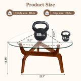 Glass Coffee Tables for Living Room, Triangle Coffee Table with Non-Tip Rubber Wood Base, Morden Tea Table with Tempered Glass Top | Perfect for Homes with Kids/Pets, Office, Apartment (Brown) DUO GE MAO