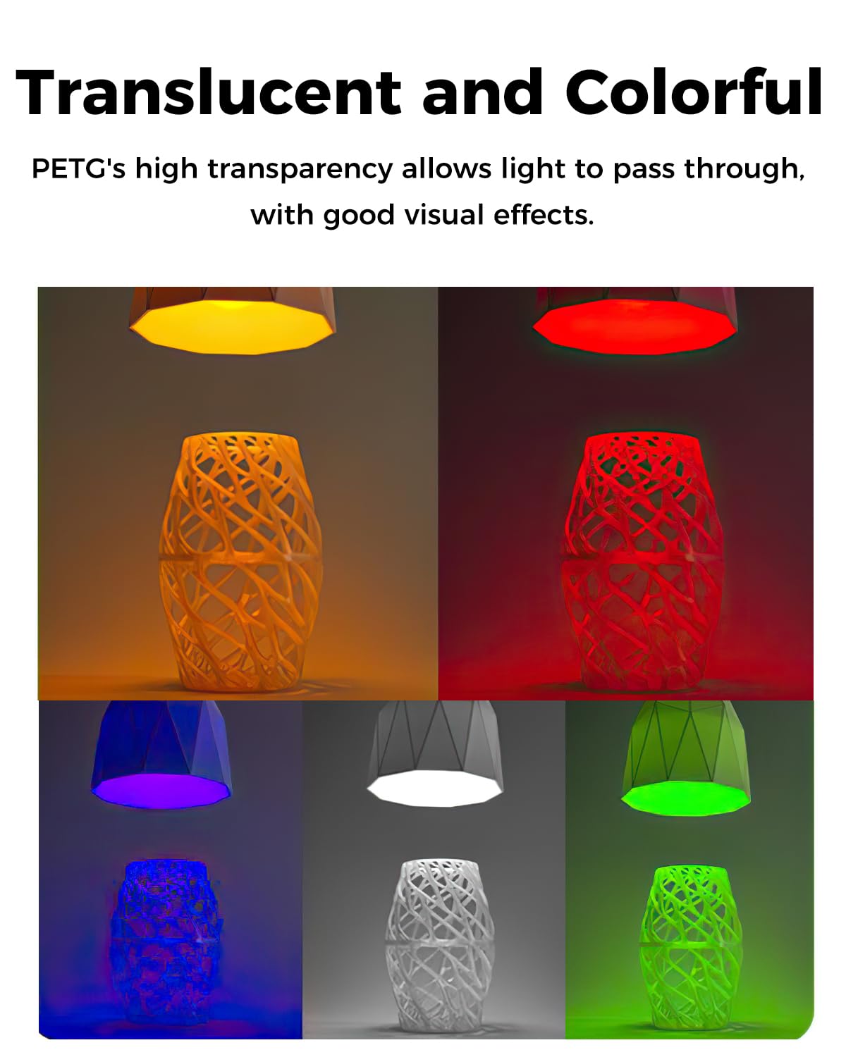 Creality Official Hyper PETG Filament 1.75mm, High Speed 30-600mm/s 3D Printer Filament PETG, Dimensional Accuracy ± 0.03 mm, Fit Most 3D Printers, 1KG(2.2lbs) Spool Transparent Creality