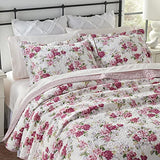 Laura Ashley - Twin Quilt Set, Reversible Cotton Bedding with Matching Sham, Lightweight Home Decor for All Seasons (Lidia Pink, Twin) Laura Ashley