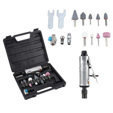 16 Pcs Air Die Grinder Kit 1/4" 1/8" Pneumatic Rotary Grinding Tool Air Grinder Polishing Engraving Tool Set with Grinding Heads and Spanner Accessories 25000RPM Keenso