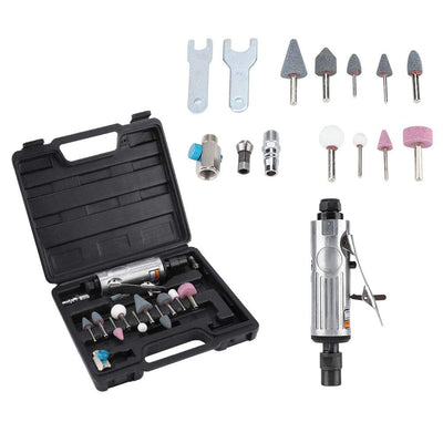 16 Pcs Air Die Grinder Kit 1/4" 1/8" Pneumatic Rotary Grinding Tool Air Grinder Polishing Engraving Tool Set with Grinding Heads and Spanner Accessories 25000RPM