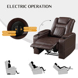 CANMOV Electric Power Recliner Chair with USB Ports and Cup Holders, Breathable Leather Home Theater Seating with Hidden Arm Storage (Red Brown) CANMOV