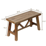 Wnutrees 30" Farmhouse Wood Bench, Rustic Solid Wood Entryway Bench Seat with Double X-Structure for Dining Room, Living Room, Hallway, Structural Stability, Natural Wnutrees