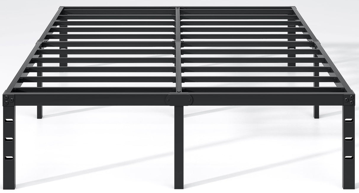 NEW JETO Metal Bed Frame,King Size Bed Frame with Storage Space,Heavy Duty Sturdy Mattress Foundation,Easy Assembly,No Box Spring Needed, Black,18 Inch,King NEW JETO