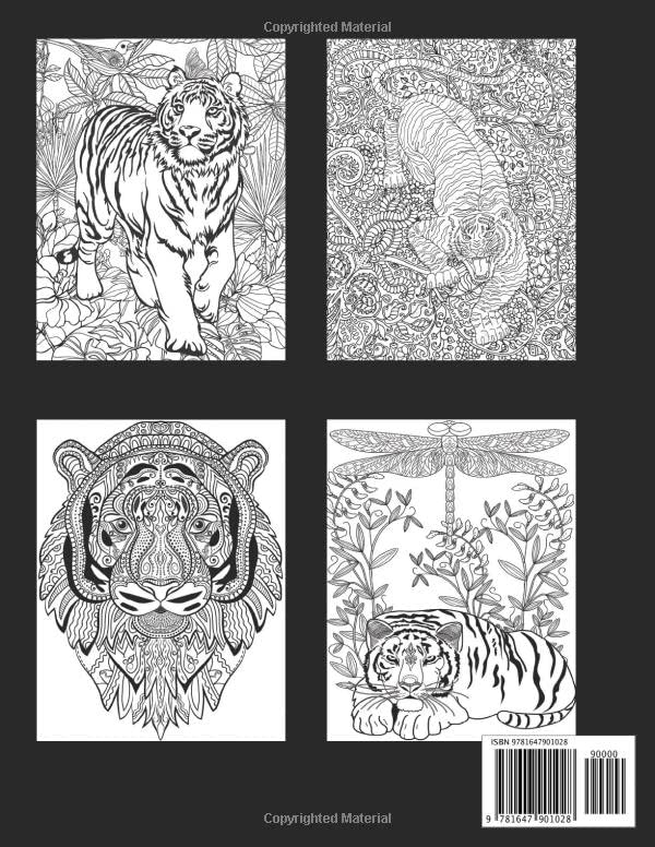 Tiger Coloring Book for Adult: 30 Gorgeous Wild Cat Designs WoodArtSupply