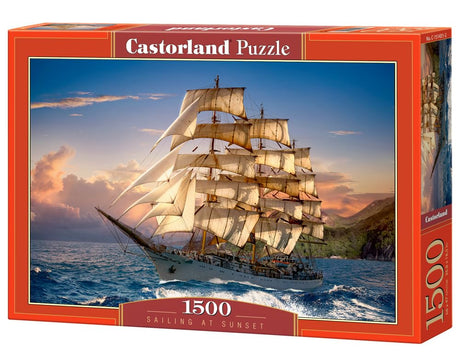 Castorland 1500 Piece Jigsaw Puzzles, Sailing at Sunset, Sailing Ship Puzzle, Ocean Puzzle, Adult Puzzles, C-151431-2 Castorland