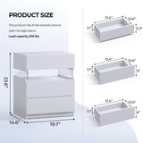 i-aplus Night Stand set 2 LED Night Stand for Bedroom Modern LED Bedside Table with 3 Drawers End Side Table i-aplus