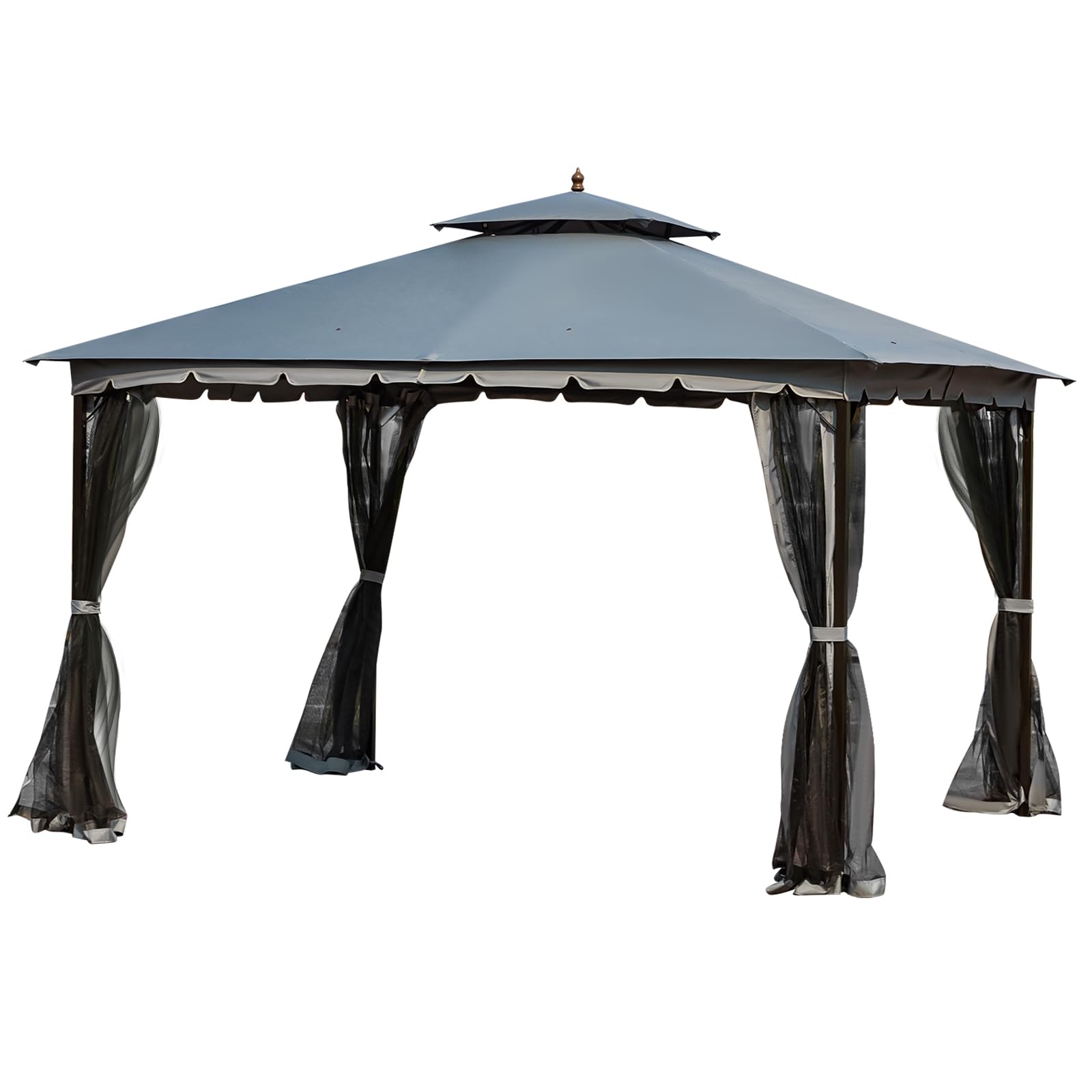 [Upgraded] 10x12 Gazebo with Mosquito Netting,Sturdy Metal Outdoor Patio Gazebo[Heavy Duty Frame],Gazebo Canopy Tent with Dual Air Roof,Patio Canopy Gazebo,All-Weather/Wind Resistant for Deck - WoodArtSupply