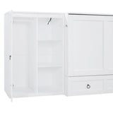 Queen Size Murphy Wall Bed, Solid Pine, USB Charging Station, Bookshelves, Storage Wardrobes - White Harper & Bright Designs