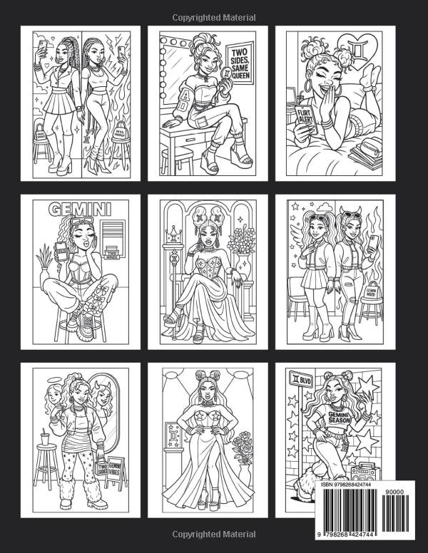 Baddie Zodiac Coloring Book: Gemini Edition: Bold, Witty & Impossible to Pin Down—Just Like Gemini. A bold coloring experience for zodiac baddies who were born to stand out. Majosta