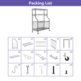 WALMANN Garage Ball and Sports Equipment Organizer, Ball Storage Rack Indoor/Outdoor Kids Ball/Toy Storage Organizer Bins, Rolling Ball Cart with Baskets WALMANN