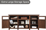 JXQTLINGMU Farmhouse TV Stand for 75 Inch TV, Entertainment Center with Storage, Modern TV Cabinet with Barn Doors, 66" Rustic TV Console for Living Room, Adjustable Shelf - Brown JXQTLINGMU