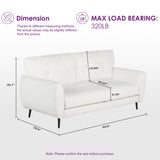Sofa Couch 61" Small Loveseat Couches for Living Room White Leather Couch Mid Century Modern Tufted Mini Sofa Comfy Office 2 Seat Settee Love Seat Small Couches for Small Spaces Bedroom (3, White) TYBOATLE
